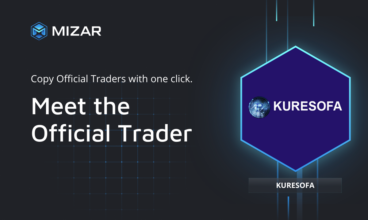 Black background with blue checks and white text. Contains the Mizar logo and a hexagon with a logo of Kuresofa.