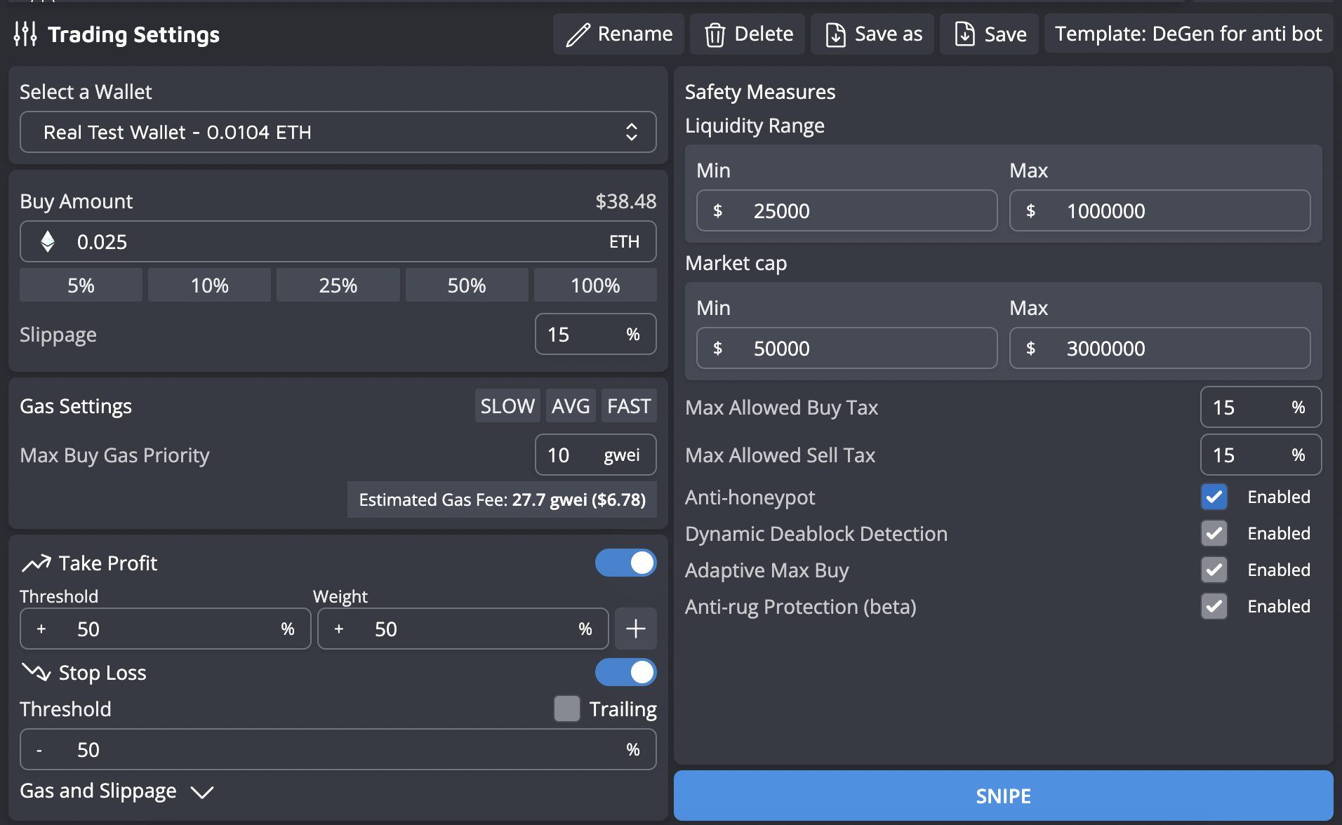 Mizar Sniper Settings