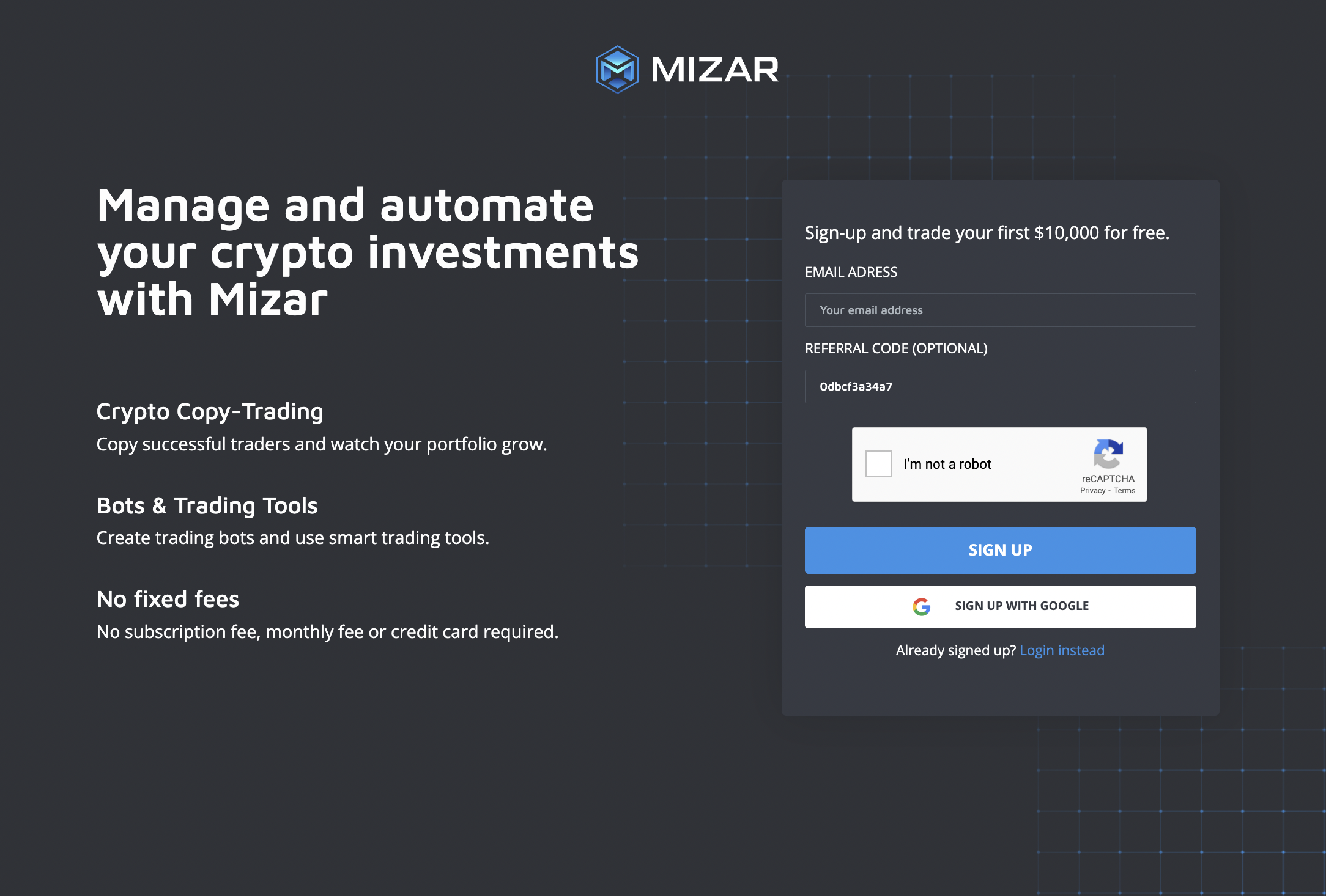 Alt: Mizar login